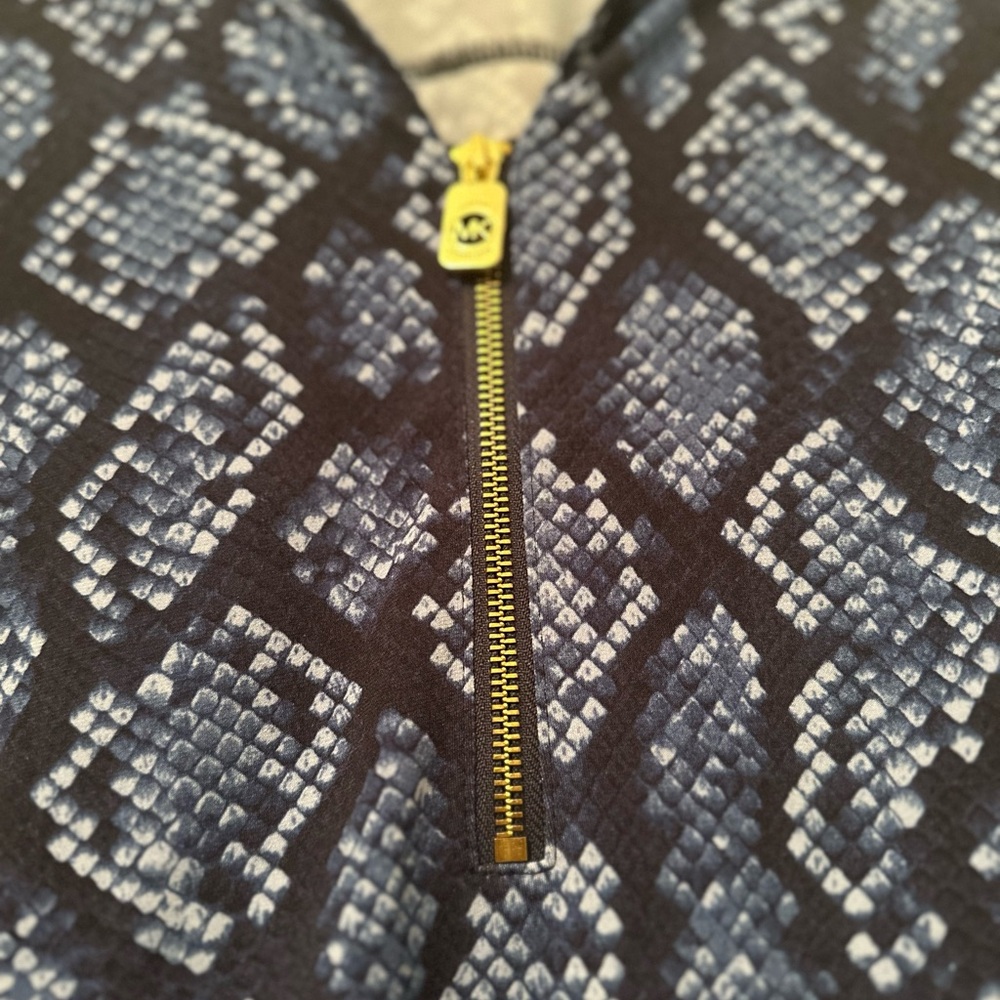 MICHAEL KORS | Snake Print Blue & Black 3/4 Sleeve Blouse | Size S - Picture 5 of 5